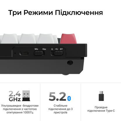 Клавіатура Keychron Q1 HE — три режими підключення