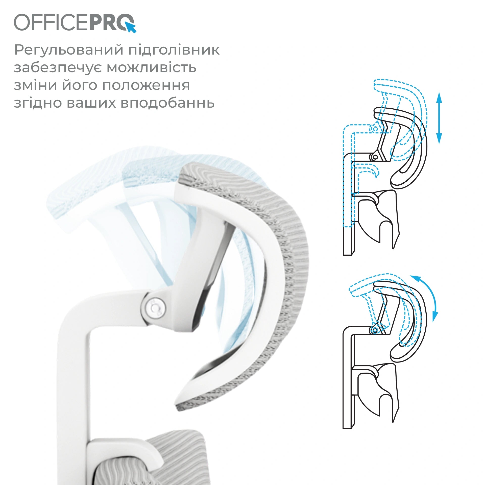 Ергономічне офісне крісло OfficePro Elegant OC600 біле з сітчастою спинкою