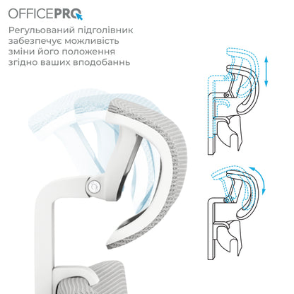 Ергономічне офісне крісло OfficePro Elegant OC600 біле з сітчастою спинкою