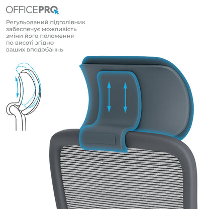Офісне крісло OfficePro Wave OC670 чорне з сітчастою спинкою
