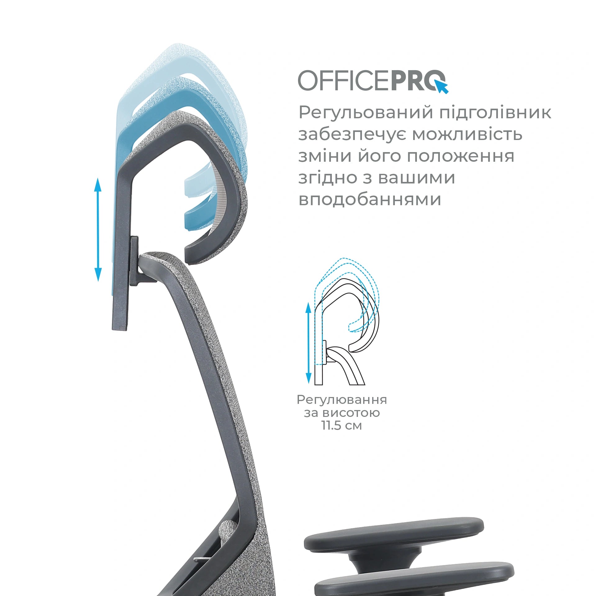 Офісне крісло OfficePro Comfort OC524 сіре, сітчаста спинка
