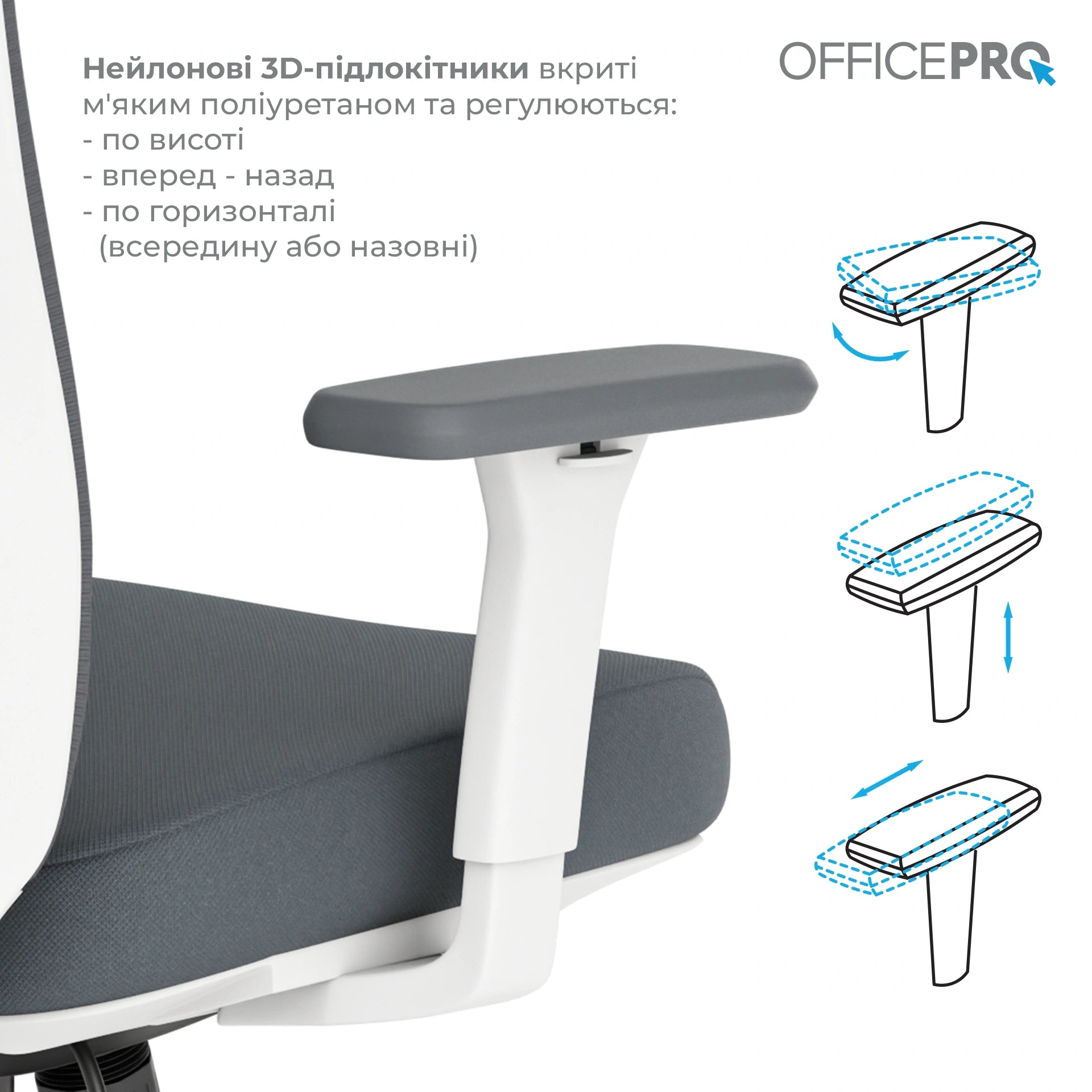 Ергономічне офісне крісло OfficePro Balance OC550 біле з сітчастою спинкою