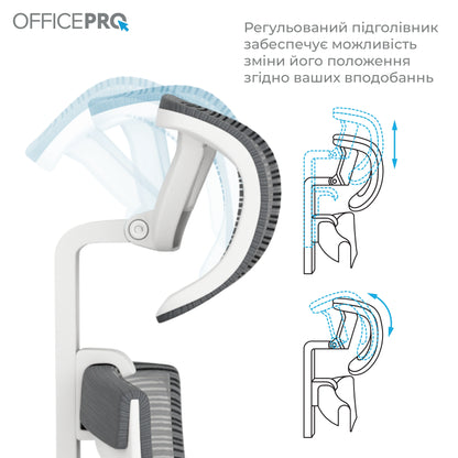Ергономічне офісне крісло OfficePro Balance OC550 біле з сітчастою спинкою