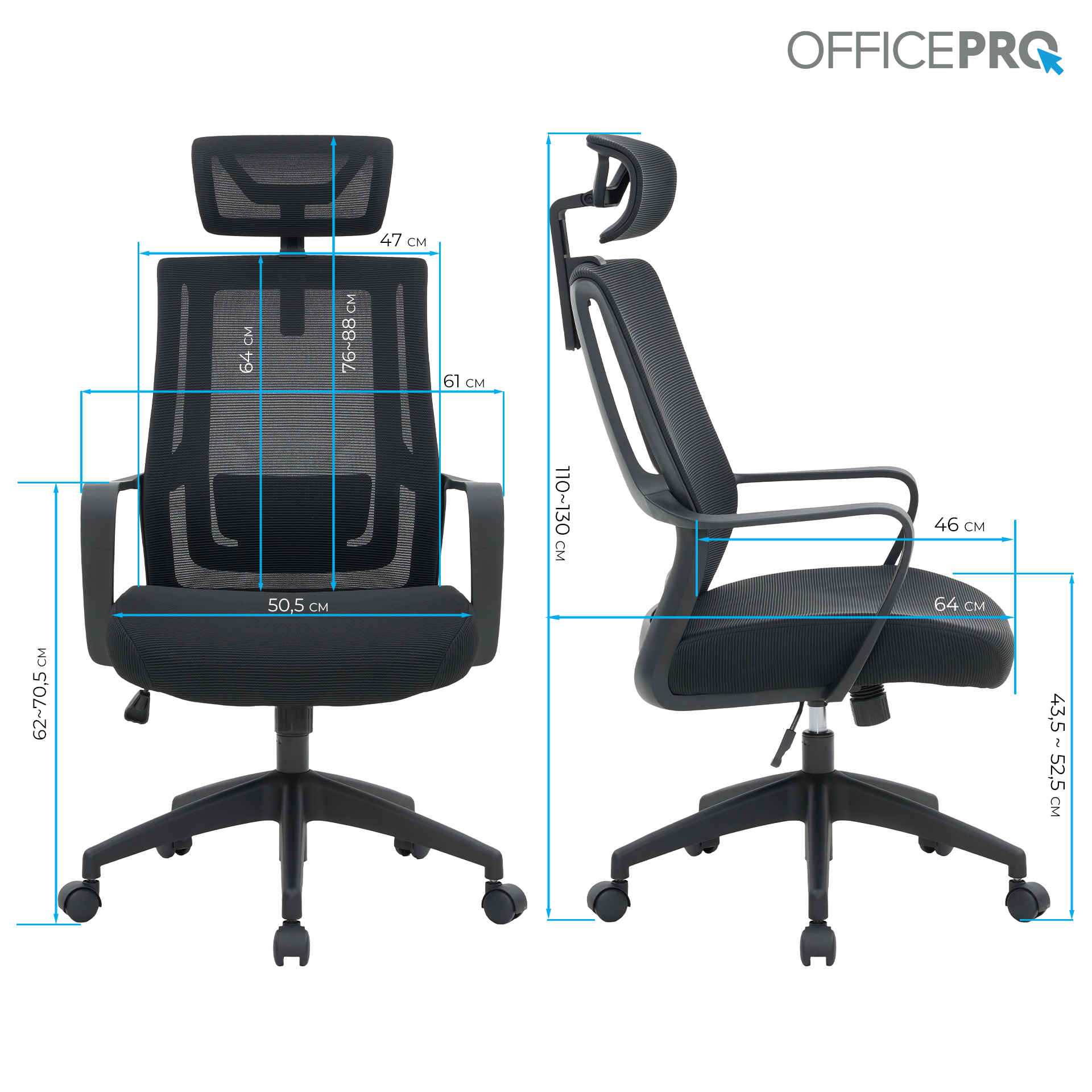 Крісло офісне OfficePro Harmony OC310-B-B-B