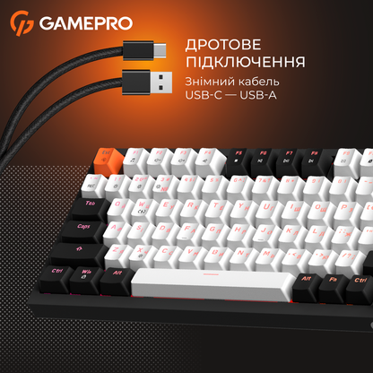 GamePro MK160 V2 Warden QLAB Sakura Black — дротове підключення USB-C