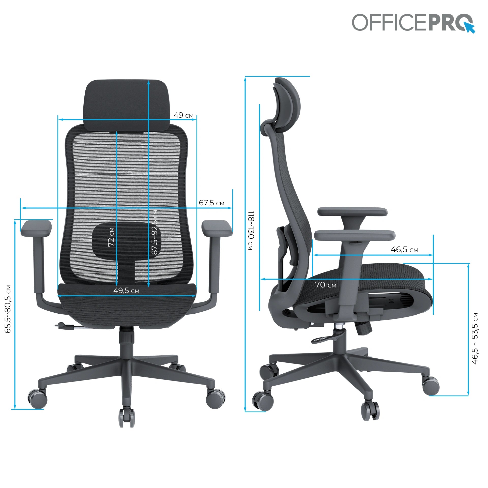 Офісне крісло OfficePro Wave OC670 чорне з сітчастою спинкою