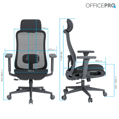 Офісне крісло OfficePro Wave OC670 чорне з сітчастою спинкою
