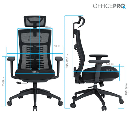 Ергономічне офісне крісло OfficePro Balance OC550 чорне з сітчастою спинкою