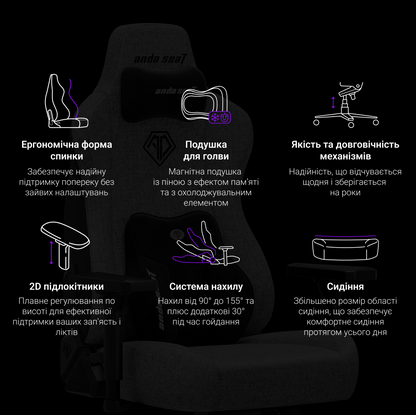 Крісло ігрове Anda Seat Novis Plus Fabric Dark Grey Size XL