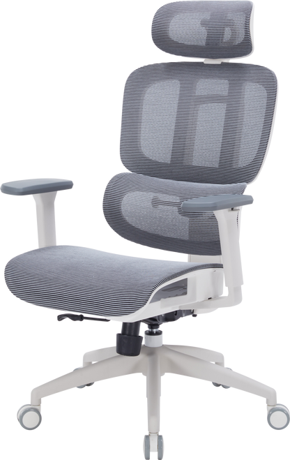 Офісне крісло OfficePro Skyline OC680 біло-сіре, сітчаста спинка