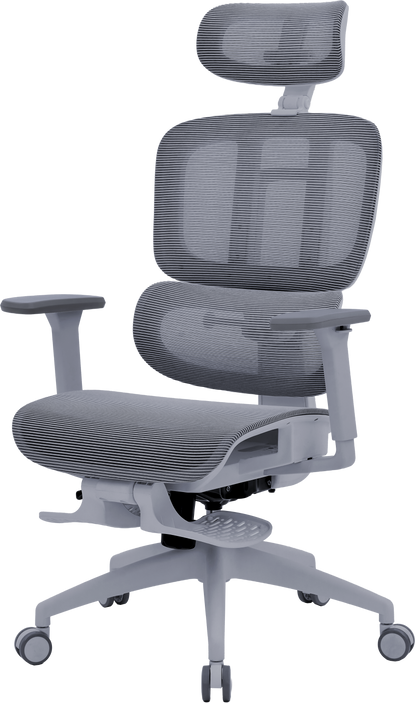 Офісне крісло OfficePro Skyline OC750 сіре з підставкою для ніг, сітка