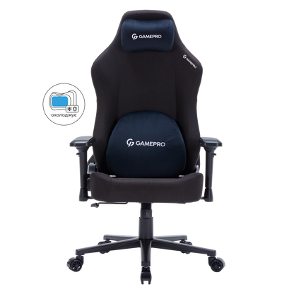 Ігрове крісло GamePro FGC750B, чорна тканина