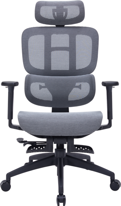 Офісне крісло OfficePro Skyline OC750 чорно-сіре з підставкою для ніг, сітка