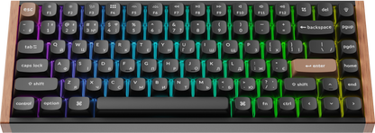 Клавіатура Keychron K2 HE — вид під кутом із RGB-підсвіткою