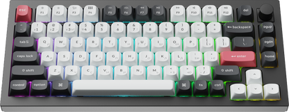 Клавіатура Keychron Q1 HE — вид під кутом із RGB-підсвіткою