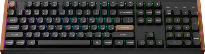 Клавіатура Keychron K10 HE — вид під кутом із RGB-підсвіткою