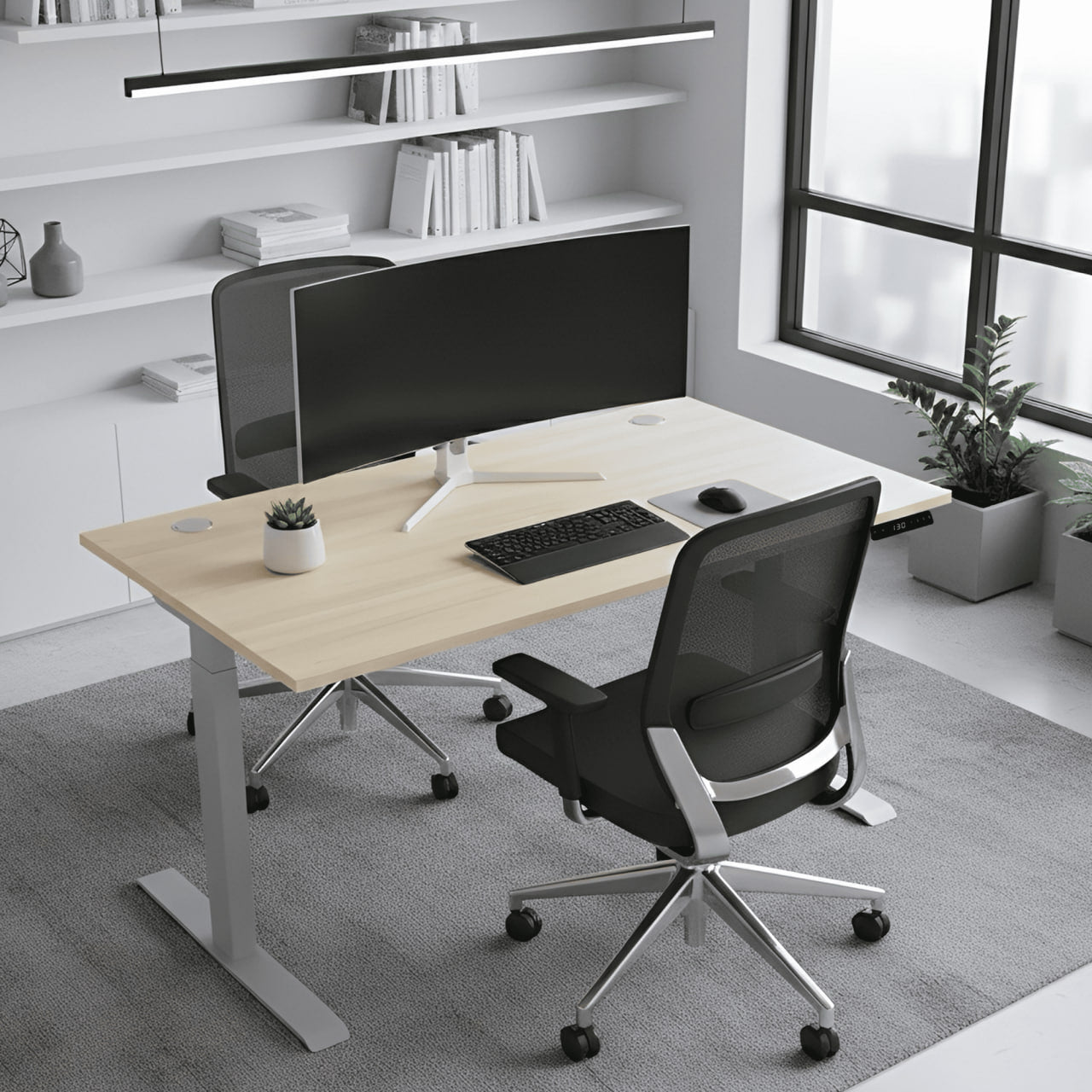 Комп’ютерний стіл з електрорегулюванням висоти двомоторний двоступеневий - Сірий