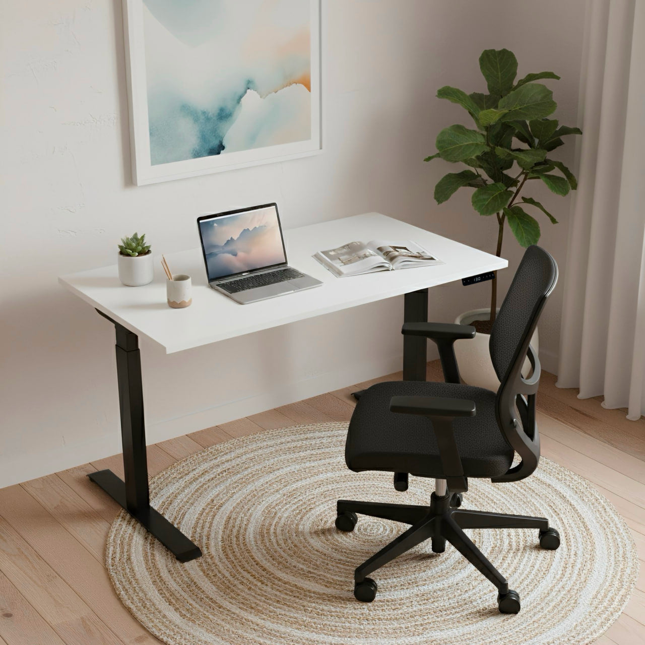 Комп’ютерний стіл двомоторний триступеневий Kaidi Black