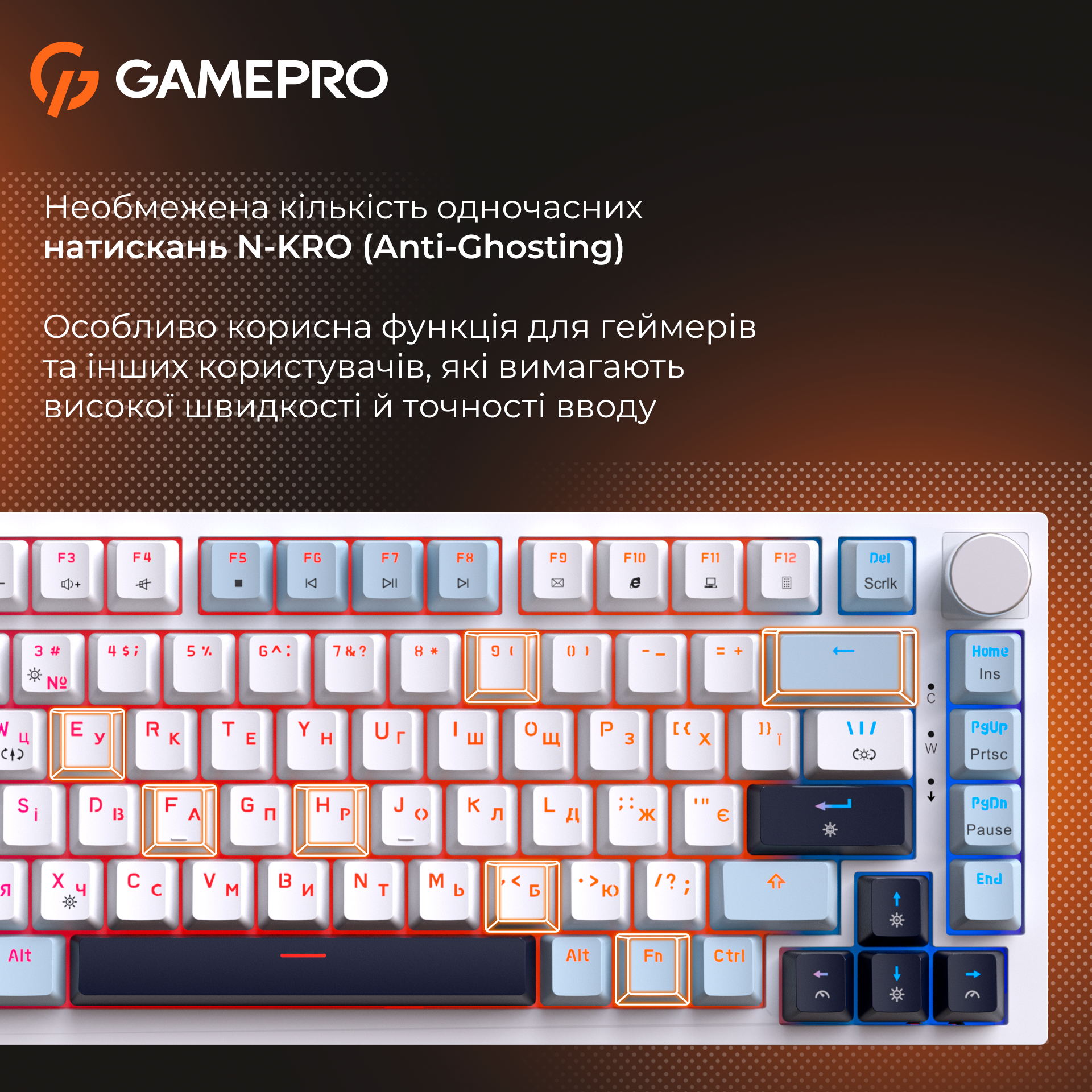 GamePro MK160 V2 Warden QLAB Sakura White — NKRO Anti-Ghosting