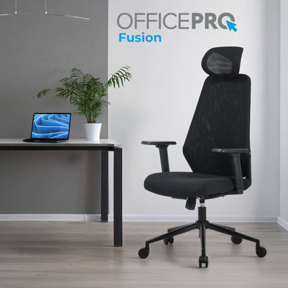 Офісне крісло OfficePro Fusion OC577 чорне, текстильне