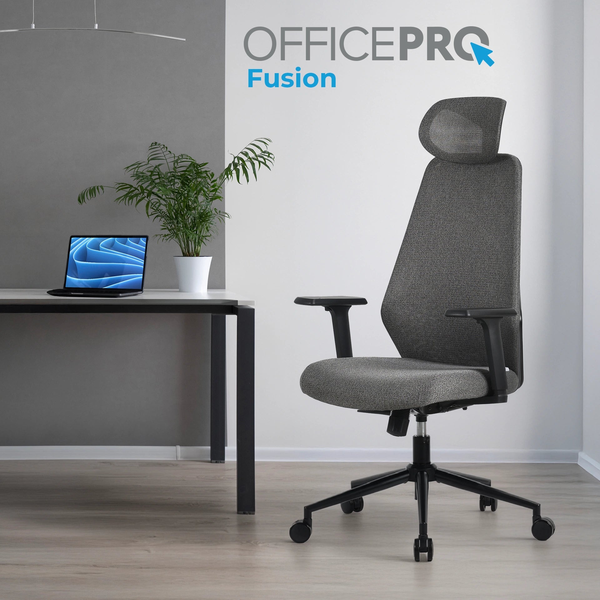 Офісне крісло OfficePro Fusion OC577 сіре, текстильне