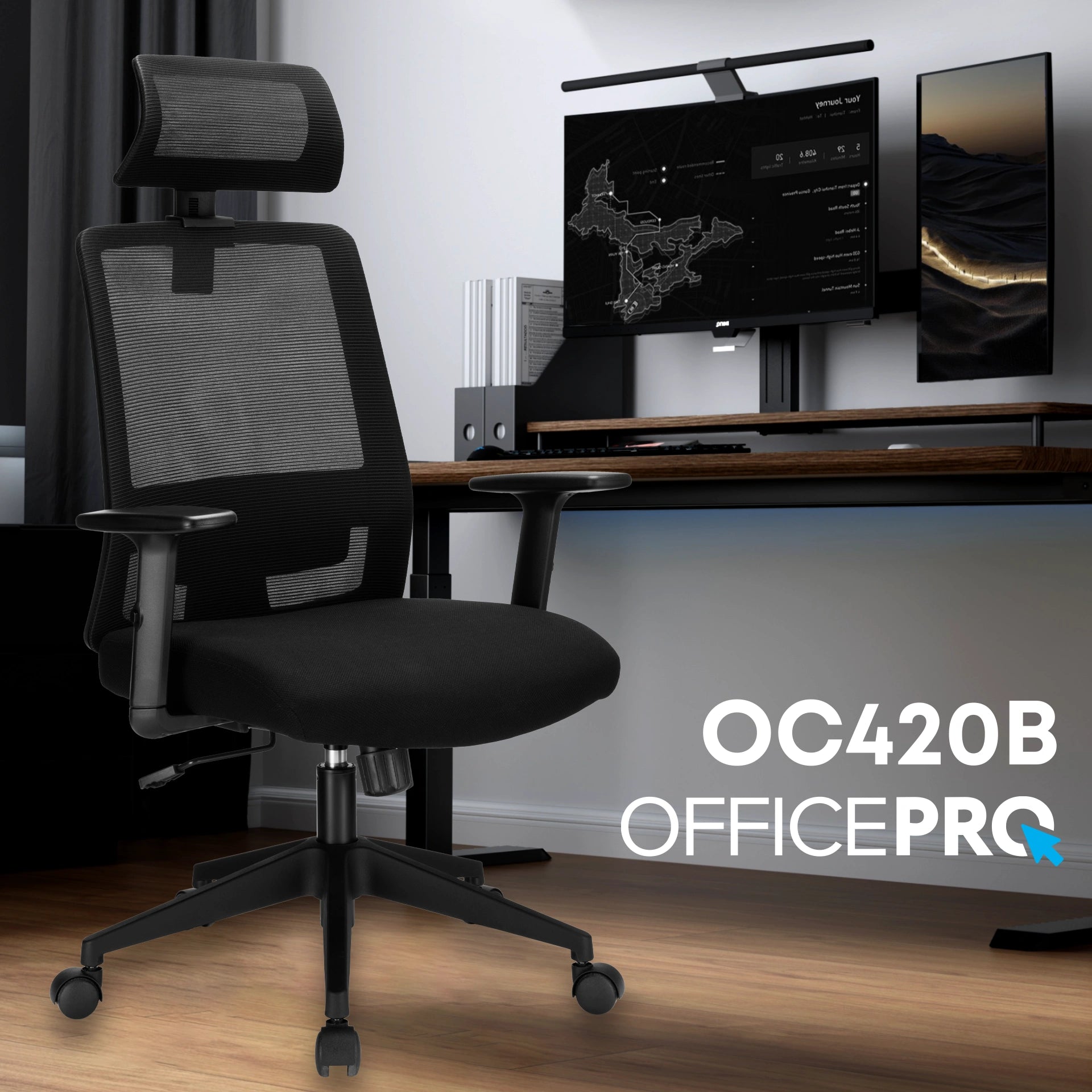Офісне крісло OfficePro OC420B чорне з сітчастою спинкою