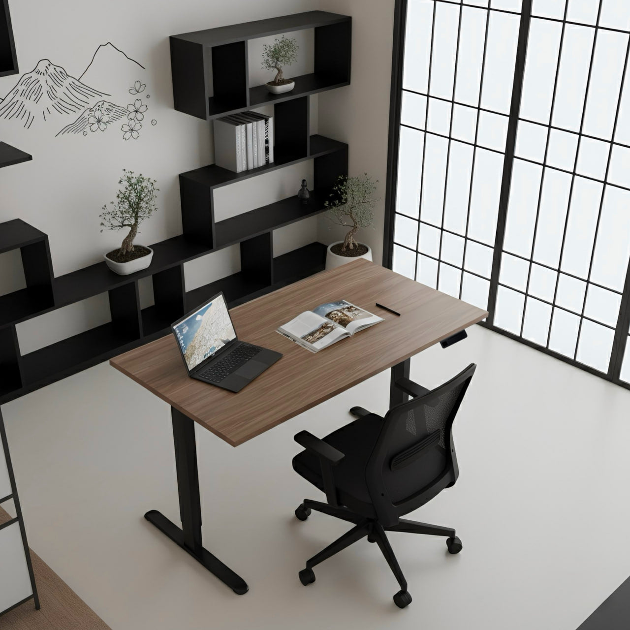 Комп’ютерний стіл з електрорегулюванням висоти одномоторний - Чорний