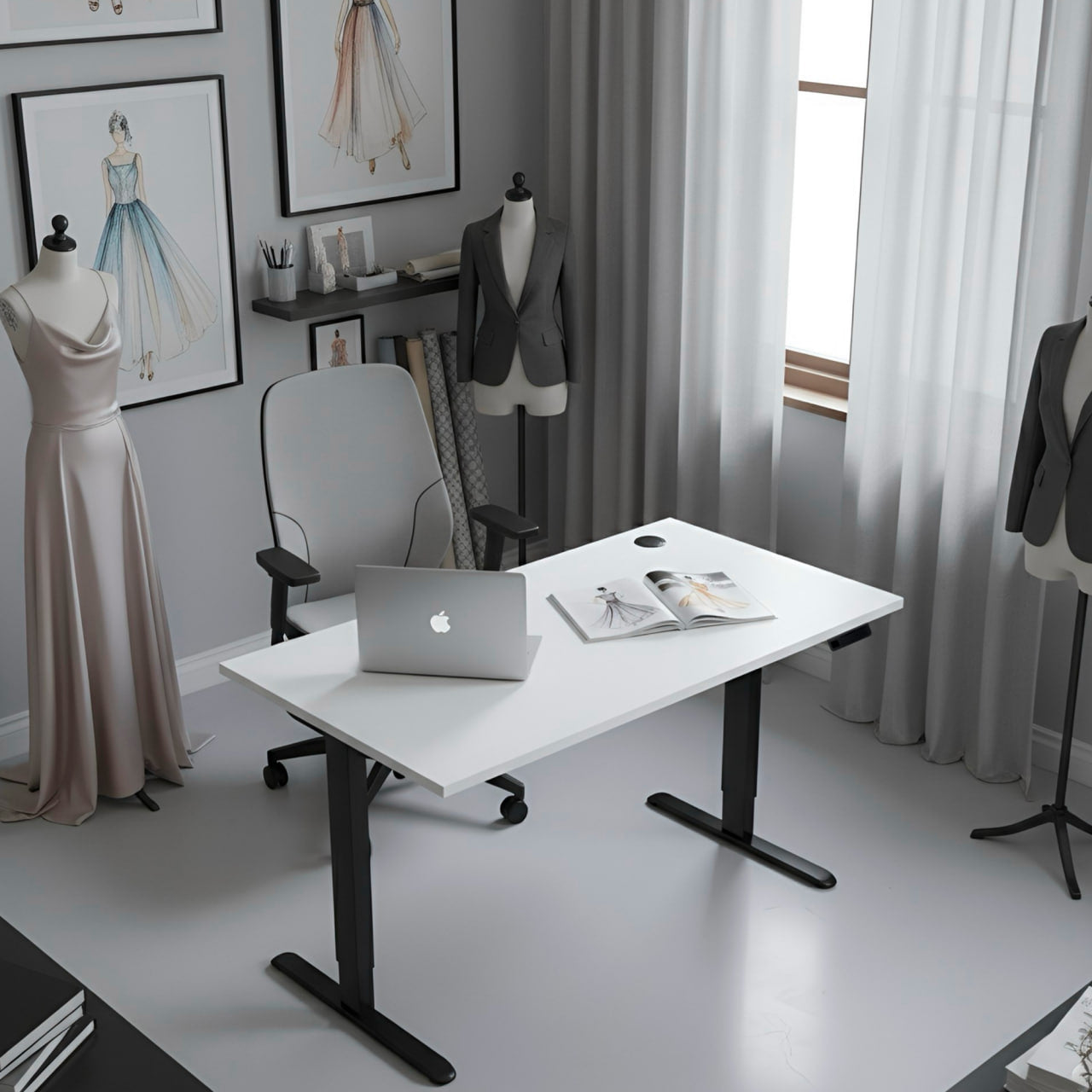 Комп’ютерний стіл з електрорегулюванням висоти одномоторний - Чорний