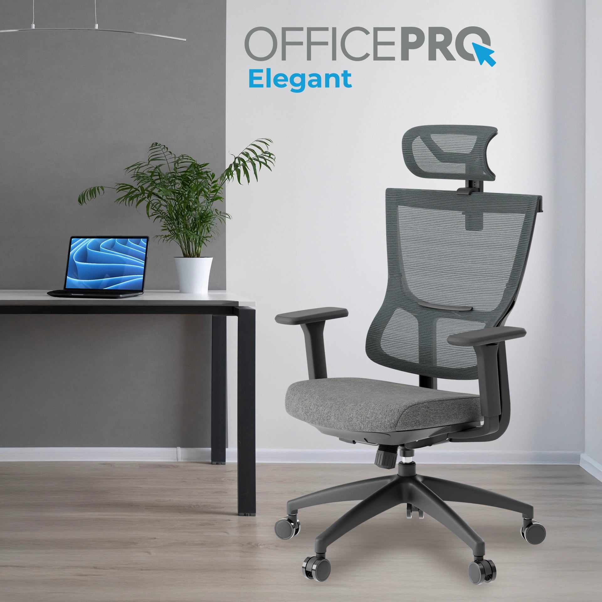 Ергономічне офісне крісло OfficePro Elegant OC600 чорне з сітчастою спинкою