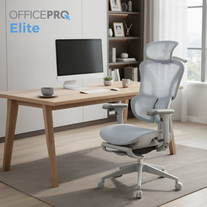 Сітчасте офісне крісло OfficePro Elite OC950 сіро-блакитне