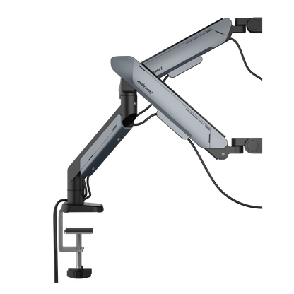Кронштейн для двох моніторів Anda Seat Stealth PRO II Duo титановий — штанга піднята високо, вид збоку
