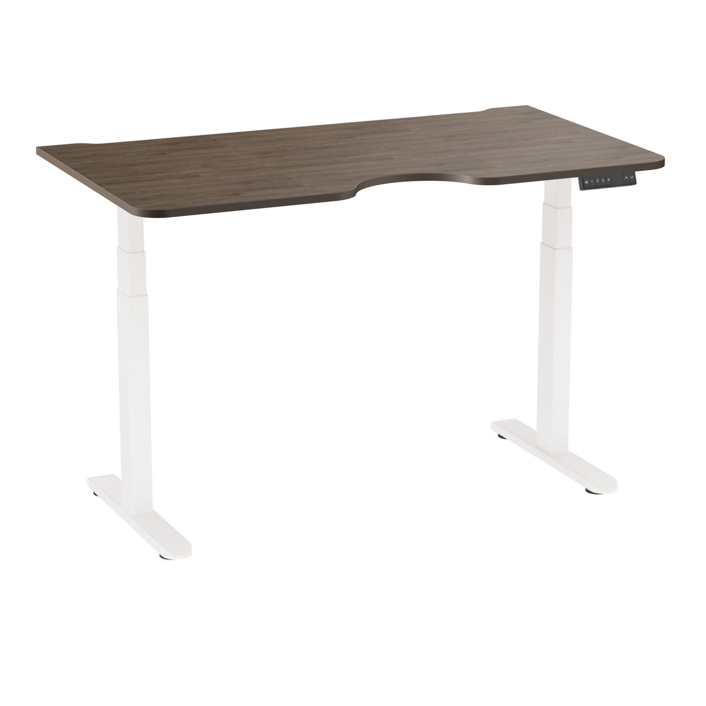 AD:TA Стіл з регулюванням висоти Tiny Desk 3 Білий / 138*80*1.8 см з вирізом / Темне дерево