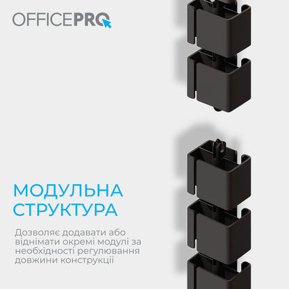 Органайзер для кабелів OfficePro CM370B — інфографіка модульної структури