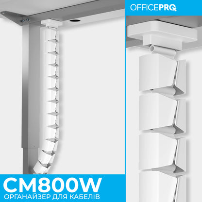 Органайзер для кабелю OfficePro CM800W білий — секції спіралі крупним планом
