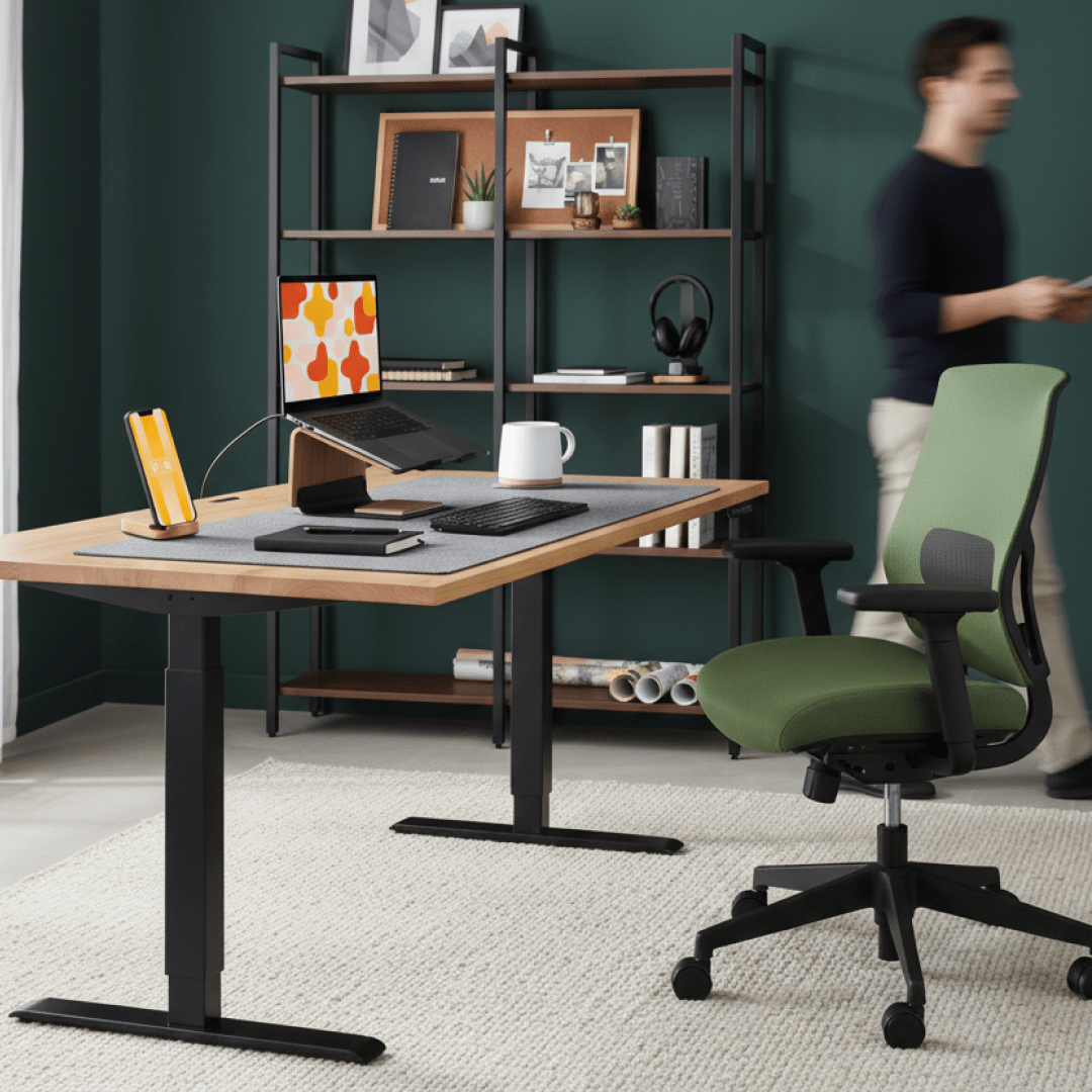 Комп’ютерний стіл двомоторний триступеневий Kaidi Black