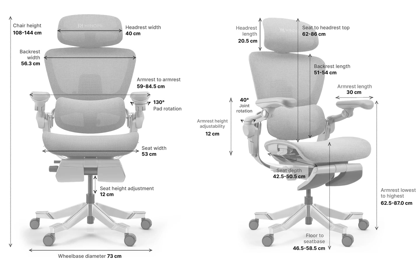 Ергономічне офісне крісло HINOMI H2 Pro з підставкою для ніг