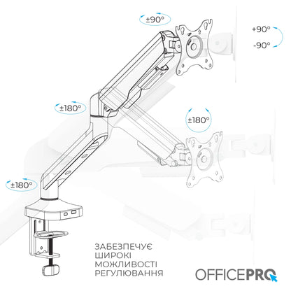 Кронштейн OfficePro MA441W білий — шарнір штанги крупним планом