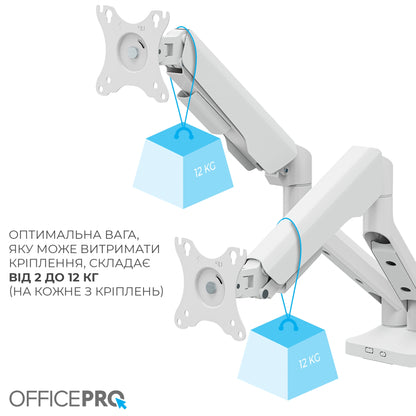 Кронштейн OfficePro MA442W білий — кріплення VESA, схема монтажу