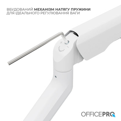 Кронштейн для монітора OfficePro MA451W білий — рука у складеному вигляді, верхній ракурс