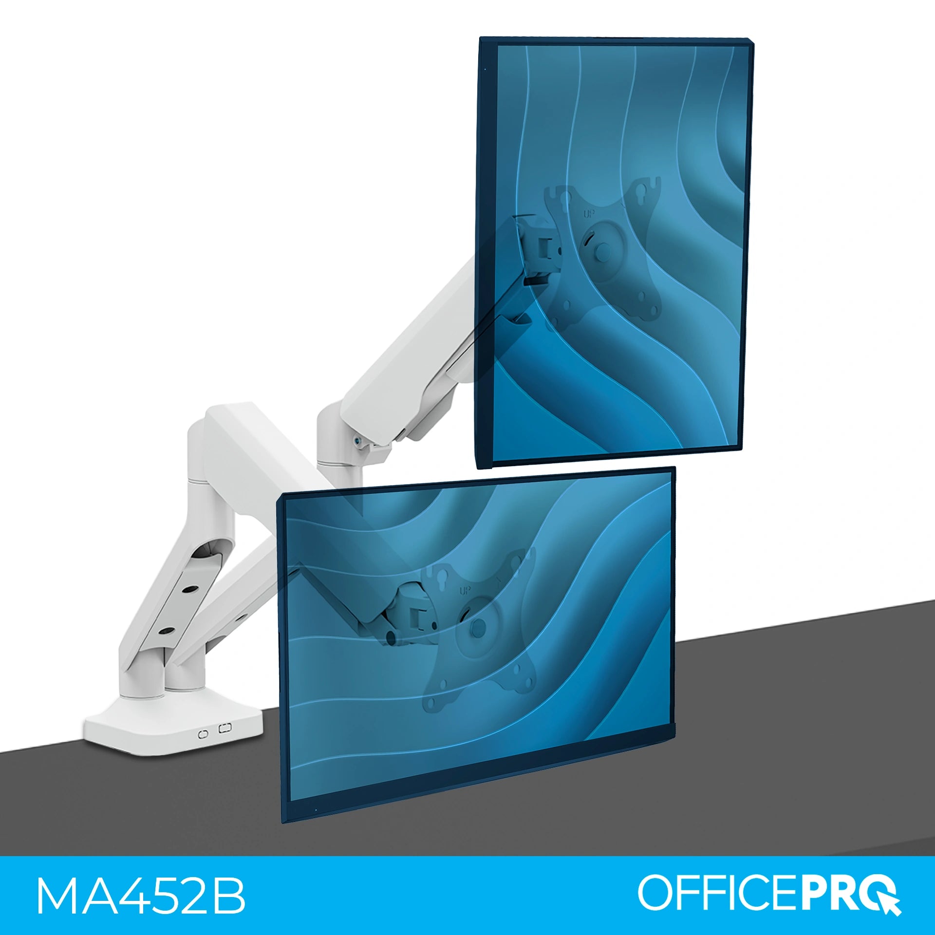 Кронштейн OfficePro MA452W білий — два монітори фронтально