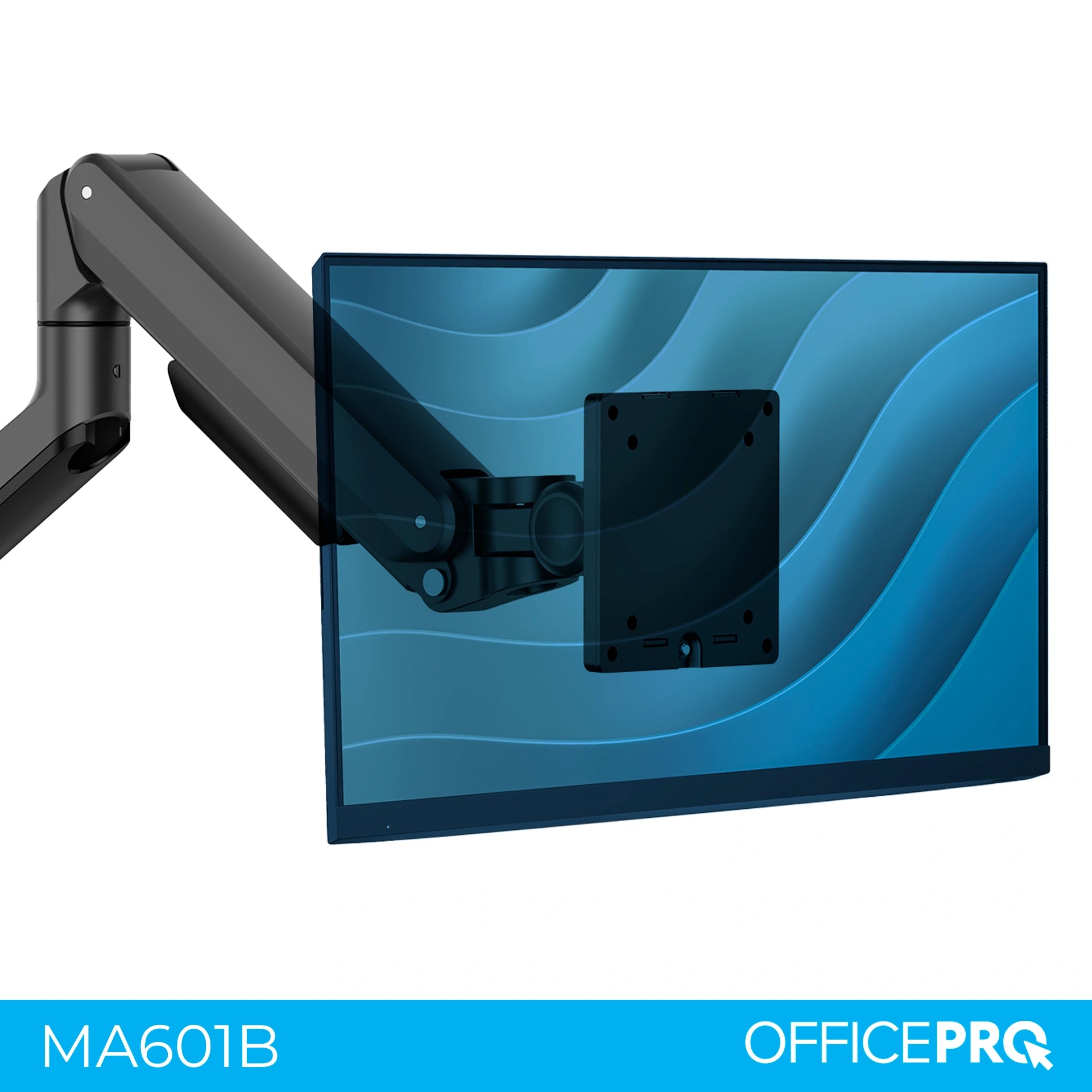 Кронштейн для монітора OfficePro MA601B чорний — монітор спереду на кронштейні