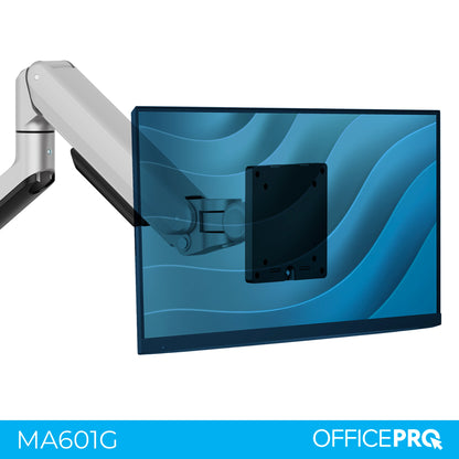 Кронштейн для монітора OfficePro MA601G сірий — монітор спереду на кронштейні