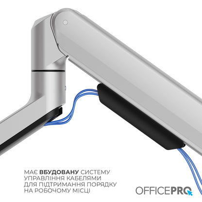 Кронштейн для монітора OfficePro MA601G сірий — фірмове фото повного профілю руки