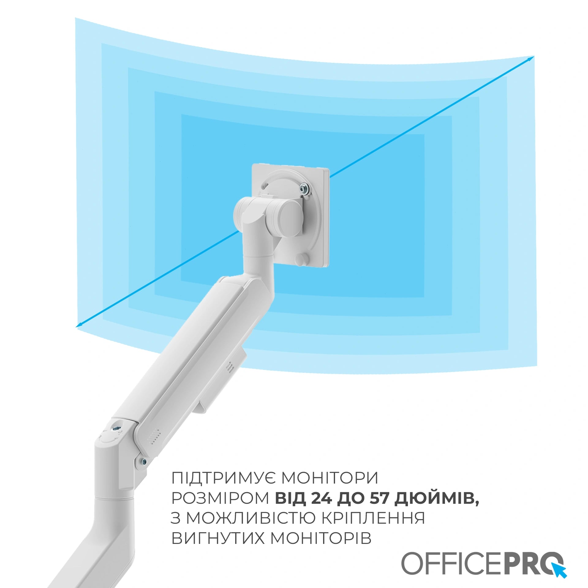 Кронштейн OfficePro MA851W білий — VESA-площадка повернута