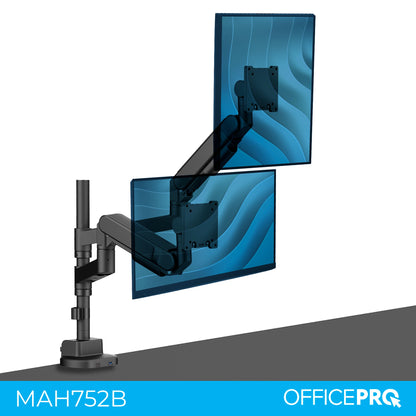 Кронштейн OfficePro MAH752B чорний — монітор на кронштейні, фронтальний кадр