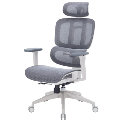 Офісне крісло OfficePro Skyline OC680 біло-сіре, сітчаста спинка