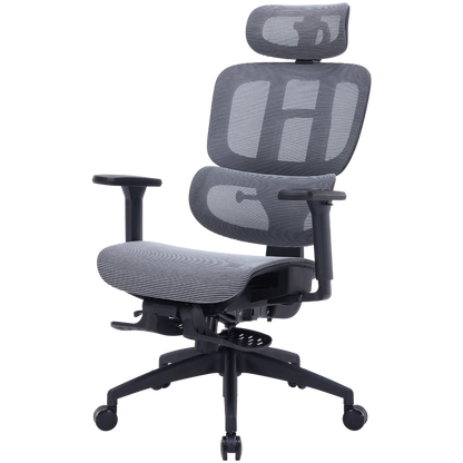 Офісне крісло OfficePro Skyline OC750 чорно-сіре з підставкою для ніг, сітка