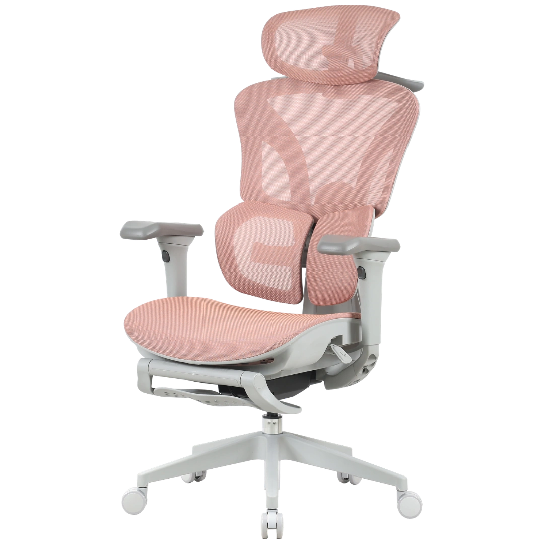 Сітчасте офісне крісло OfficePro Elite OC950 сіро-рожеве