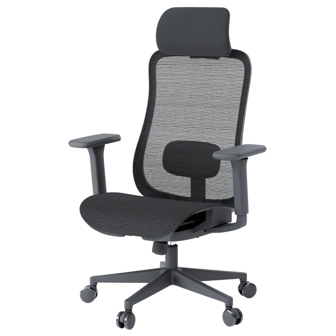Офісне крісло OfficePro Wave OC670 чорне з сітчастою спинкою