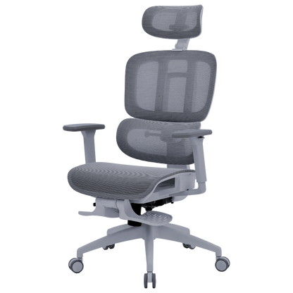 Офісне крісло OfficePro Skyline OC750 сіре з підставкою для ніг, сітка